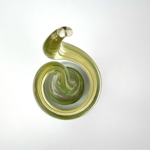 Ron Hinkle 8" Art Glass Paperweight Decor Green Swirl 2008 - Picture 6 of 11